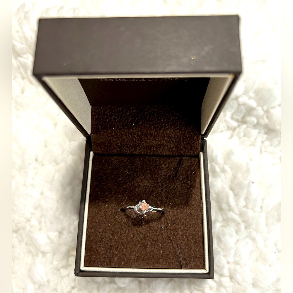 Peach Colored Gem with Heart Shape band Ring
